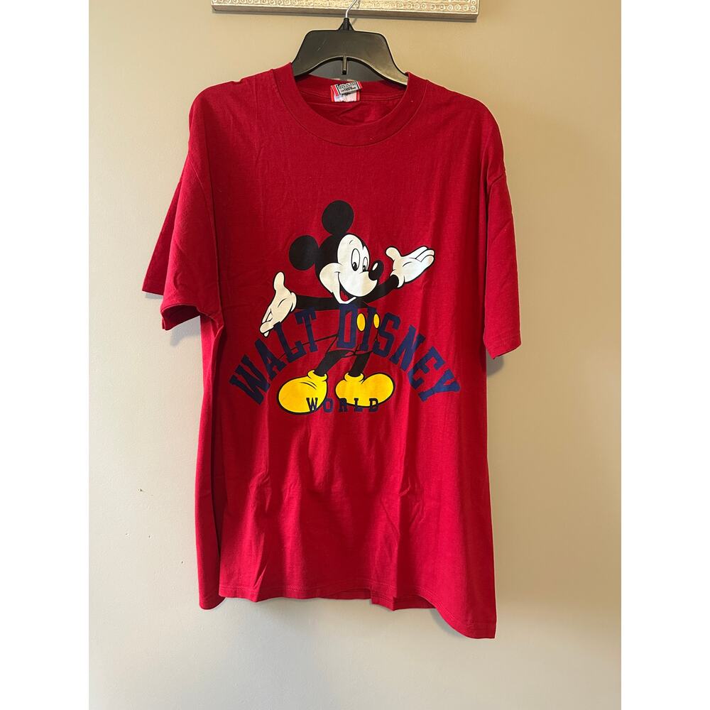 90's Mickey Mouse Walt Disney World Red Crewneck T-Shirt Unisex